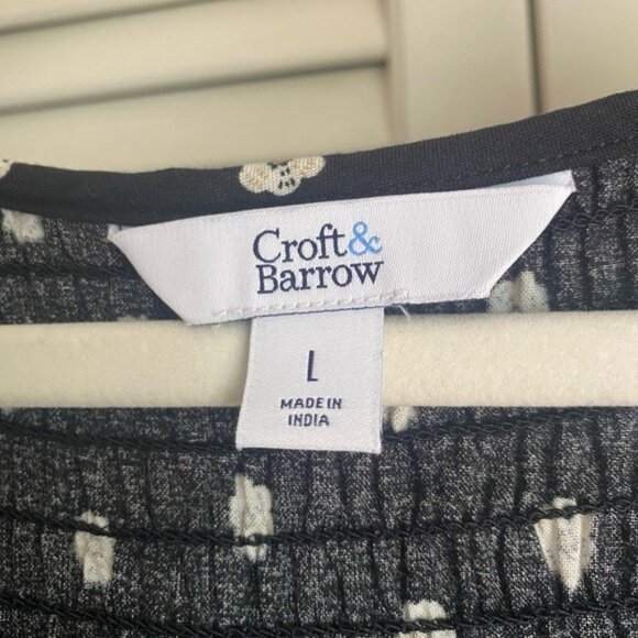 Croft & Barrow Black and White Floral Midi Dress Size L - Picture 3 of 4